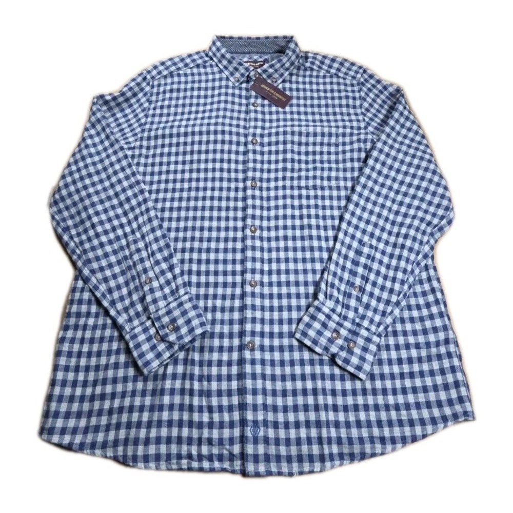Johnston & Murphy Double-Layer Long-Sleeve Shirt - Gray/Blue Gingham XL Nwt - Picture 4 of 9